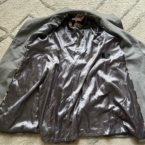 Eliza J Wool Blend gray Military peacoat winter Coat jacket mid length Size 4 - Picture 6 of 12